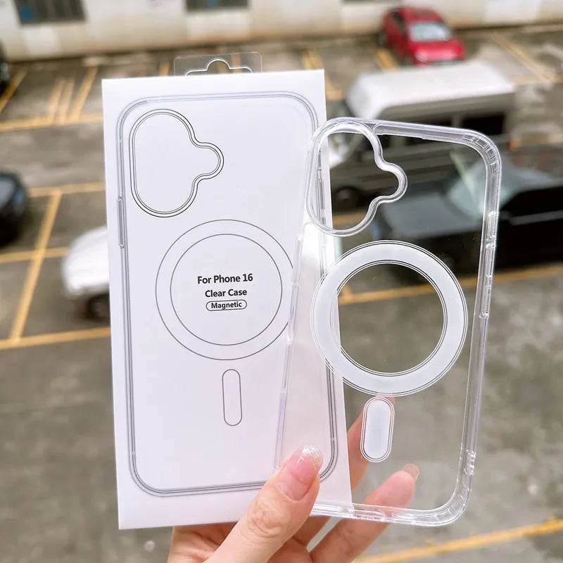 Clear Magsafe Magnetic Wireless Charging Animation Case For iPhone 17 Air 16 15 14 13 12 11 Plus Mini Pro Max Cover With Box