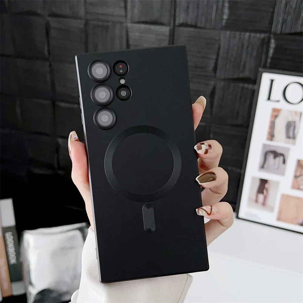 Luxury Matte Magnetic phone Case for Samsung galaxy S25 S24 S23 S22 Ultra S21 Plus A17 A07 A56 A36 A26 A16 Magsafe Phone Cover