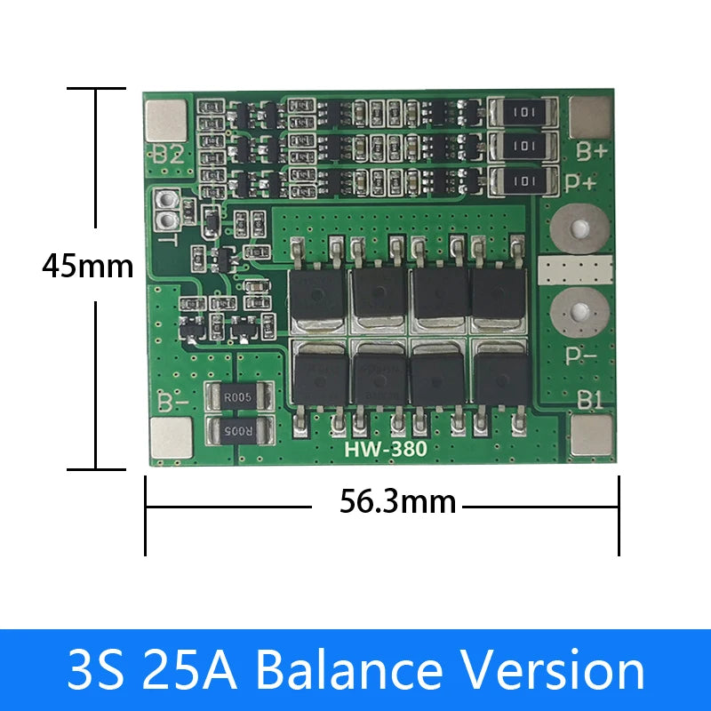 2S 3S 4S Li-ion Lithium Battery 18650 Charger Protection Board BMS 20A 25A 40A 60A Enhance Balance with Balance For Drill Motor