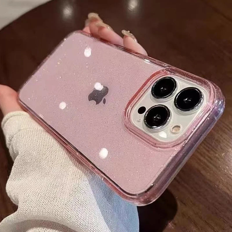 Luxury Fashion Bling Glitter Transparent Phone Case For iPhone 17 Pro Max 16 15 14 13 12 11 XS X XR 7 8 16 Plus 16E 17 Air Cover