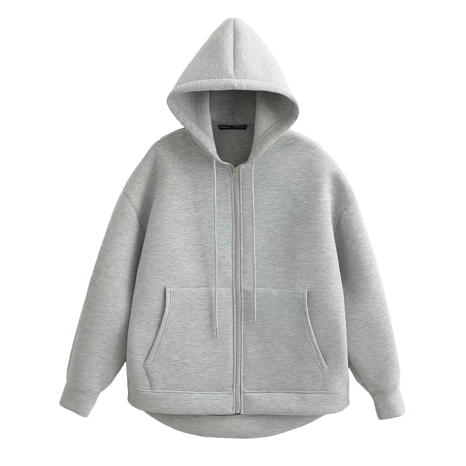 HH 2026 Casual Women's Soild Zipper Hoodie Long Sleeve Big Pocket Zipper Jacket With Hood Female Loose Outerwear Coat Tops