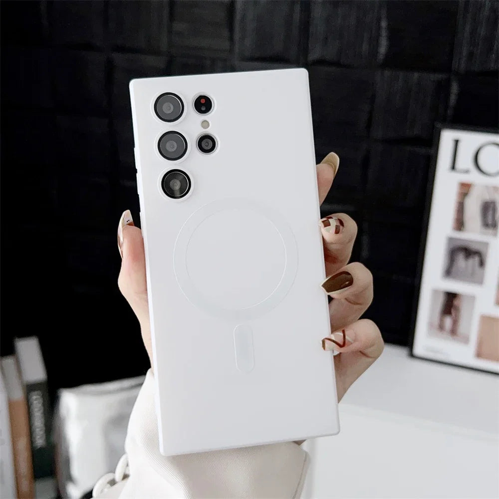 Luxury Matte Magnetic phone Case for Samsung galaxy S25 S24 S23 S22 Ultra S21 Plus A17 A07 A56 A36 A26 A16 Magsafe Phone Cover