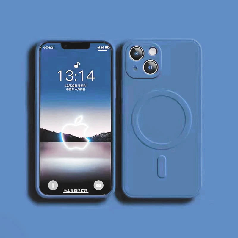 For Magsafe Magnetic Wireless Charge Case For iPhone 14 13 12 11 15 Pro Max Mini XR X S 7 8 Plus Soft Liquid Silicone Back Cover