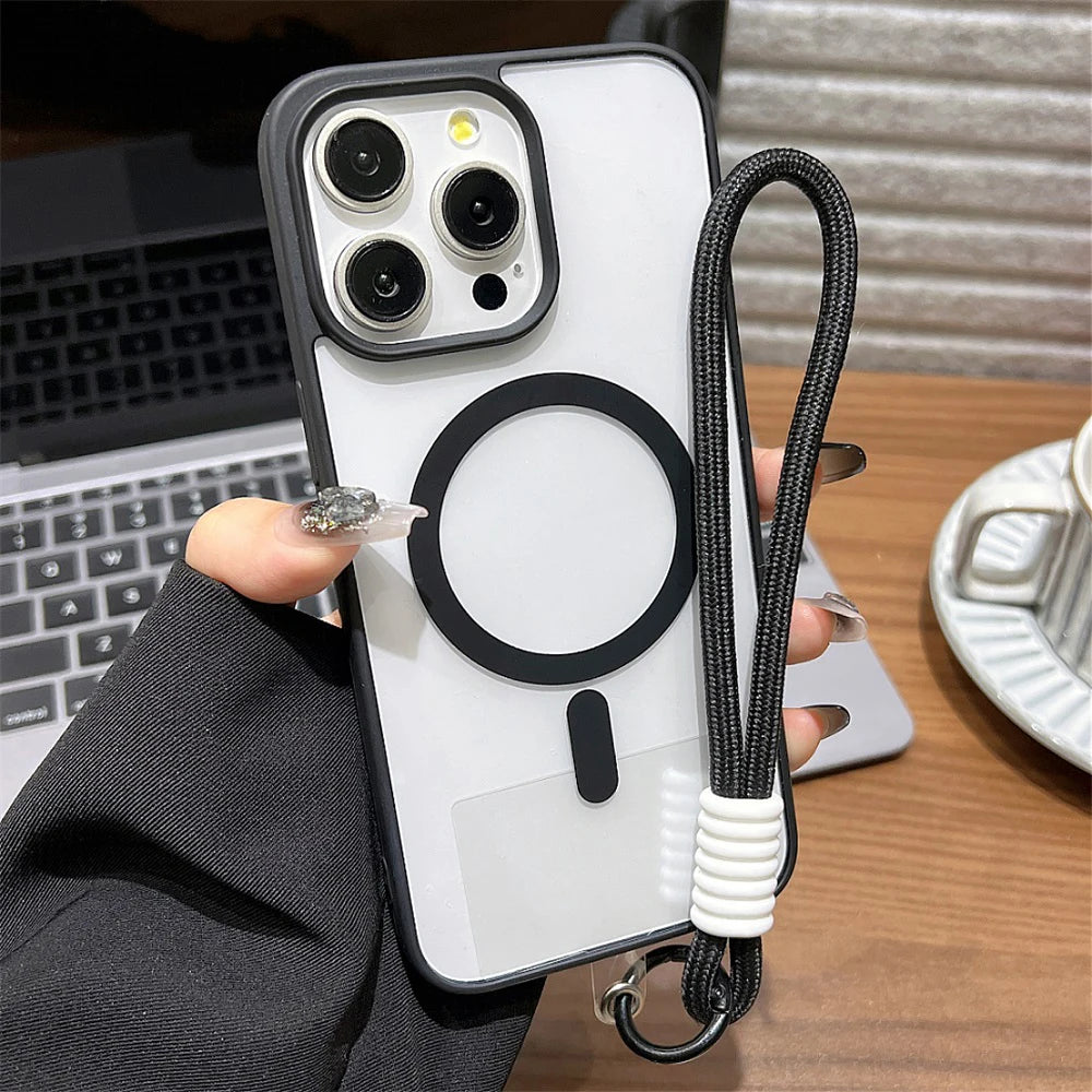 Luxury Magnetic Wireless Charge For Magsafe Case For iPhone 17 Pro Max 16 15 13 12 11 14 Pro Shockproof Bumper Transparent Cover