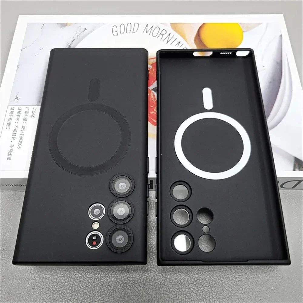 Luxury Matte Magnetic phone Case for Samsung galaxy S25 S24 S23 S22 Ultra S21 Plus A17 A07 A56 A36 A26 A16 Magsafe Phone Cover