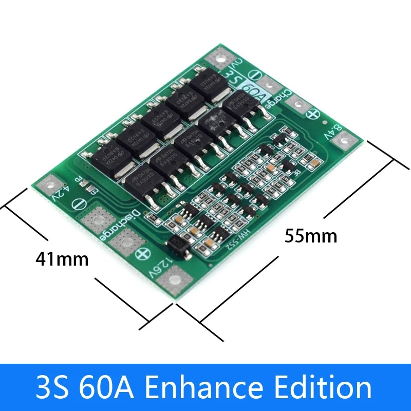 2S 3S 4S Li-ion Lithium Battery 18650 Charger Protection Board BMS 20A 25A 40A 60A Enhance Balance with Balance For Drill Motor