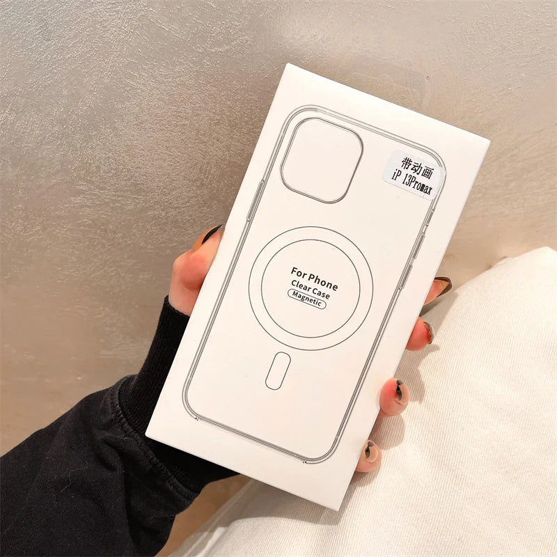 Clear Magsafe Magnetic Wireless Charging Animation Case For iPhone 17 Air 16 15 14 13 12 11 Plus Mini Pro Max Cover With Box