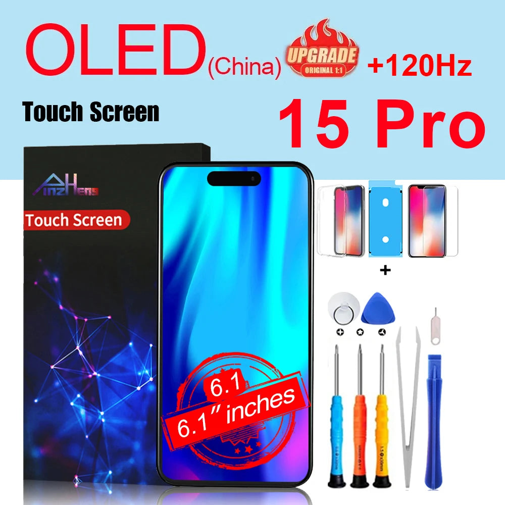 PINZHENG High Quality Screen INCELL LCD OLED For iPhone 14 Pro 15 Plus 13 Pro Max Displays For iPhone Replacement With Tools