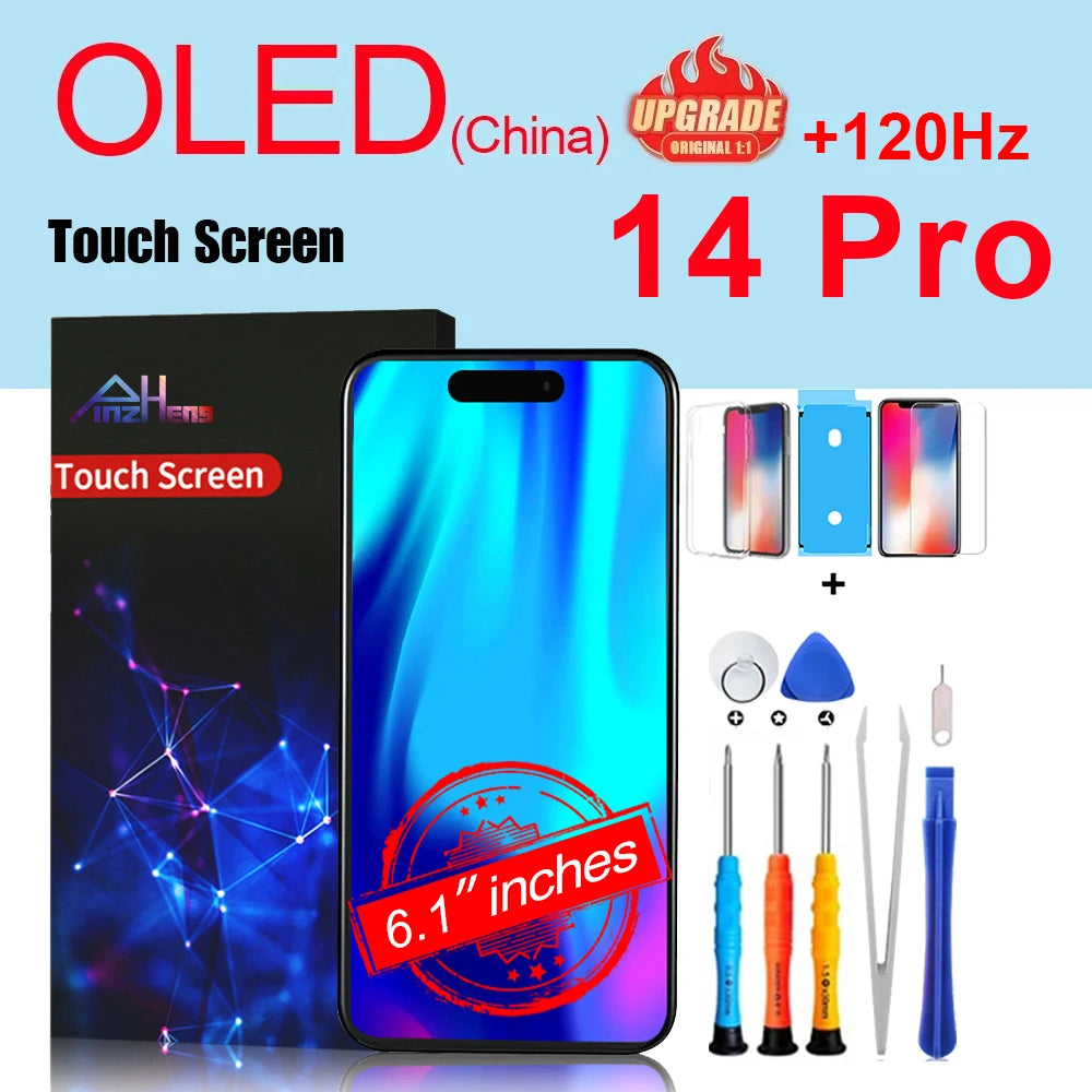 PINZHENG High Quality Screen INCELL LCD OLED For iPhone 14 Pro 15 Plus 13 Pro Max Displays For iPhone Replacement With Tools