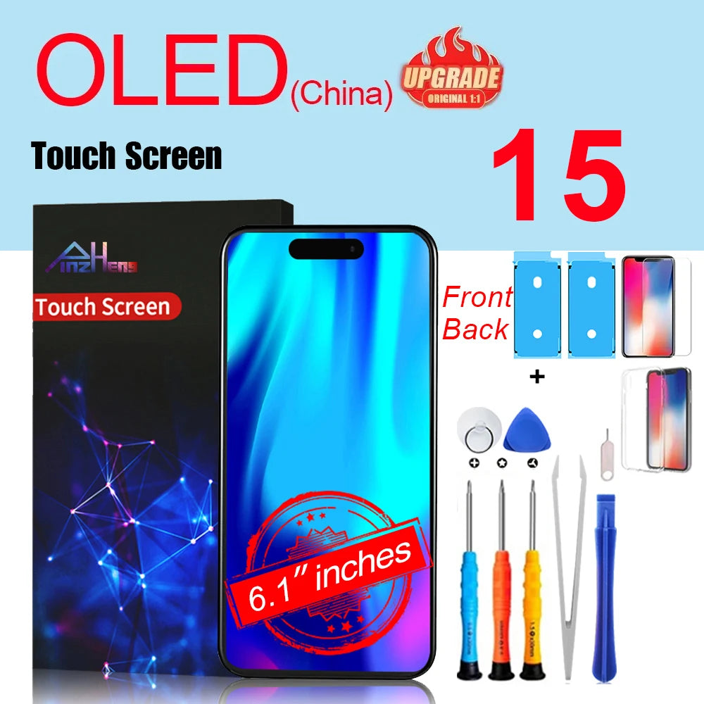 PINZHENG High Quality Screen INCELL LCD OLED For iPhone 14 Pro 15 Plus 13 Pro Max Displays For iPhone Replacement With Tools