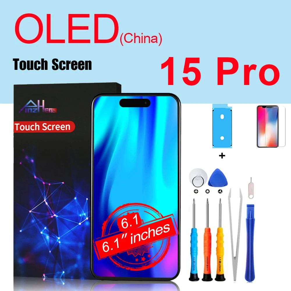 PINZHENG High Quality Screen INCELL LCD OLED For iPhone 14 Pro 15 Plus 13 Pro Max Displays For iPhone Replacement With Tools