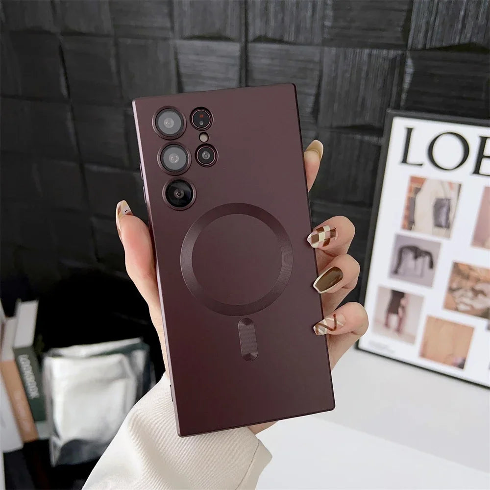 Luxury Matte Magnetic phone Case for Samsung galaxy S25 S24 S23 S22 Ultra S21 Plus A17 A07 A56 A36 A26 A16 Magsafe Phone Cover