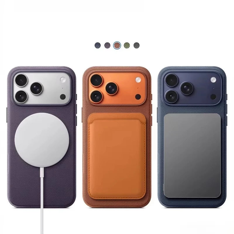 Luxury Tech Woven Magnetic Adsorption Phone Case for Iphone 17 16 15 14 13 Pro Max TechWoven for Magsafe Wireless Charge Cover