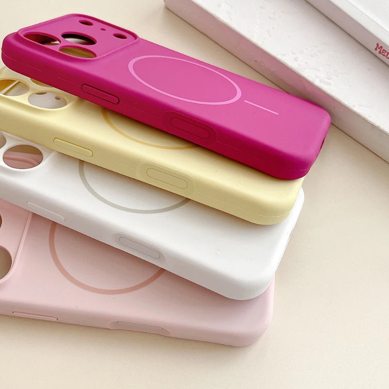 For Magsafe Magnetic Wireless Charging Solid Color Silicone Phone Case For iPhone 17 Pro Max/17/17 Pro Air Bumper Back Cover