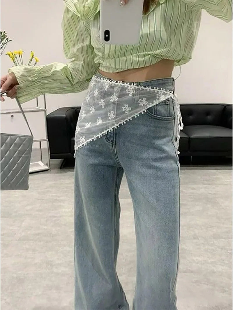 2025 HOT SALE! Y2K Women Lace Tulle Bandage Skirt Stacked Lace Half Skirt Layering Small Butt Curtain Flower Triangle Hair Scarf