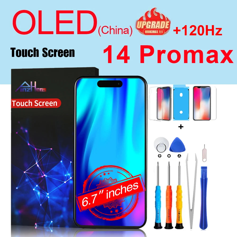 PINZHENG High Quality Screen INCELL LCD OLED For iPhone 14 Pro 15 Plus 13 Pro Max Displays For iPhone Replacement With Tools