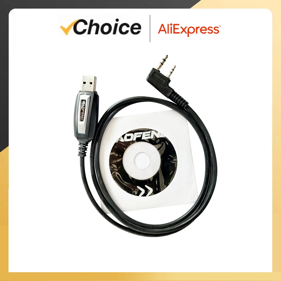 Baofeng USB Programming Cable BF-5RH 13Plus 17Plus V2 Quansheng UVK5 UVK6 5RPlus Programming Cable CD Software Radio Accessories