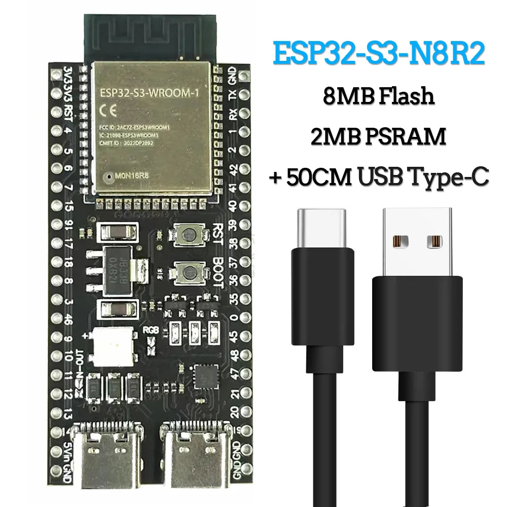 ESP32-S3 Development Board 2.4G Wifi Module for Arduino ESP IDF ESP32-S3WROOM1 N8R2 N16R8 44Pin Type-C 8M PSRAM ESP32 S3
