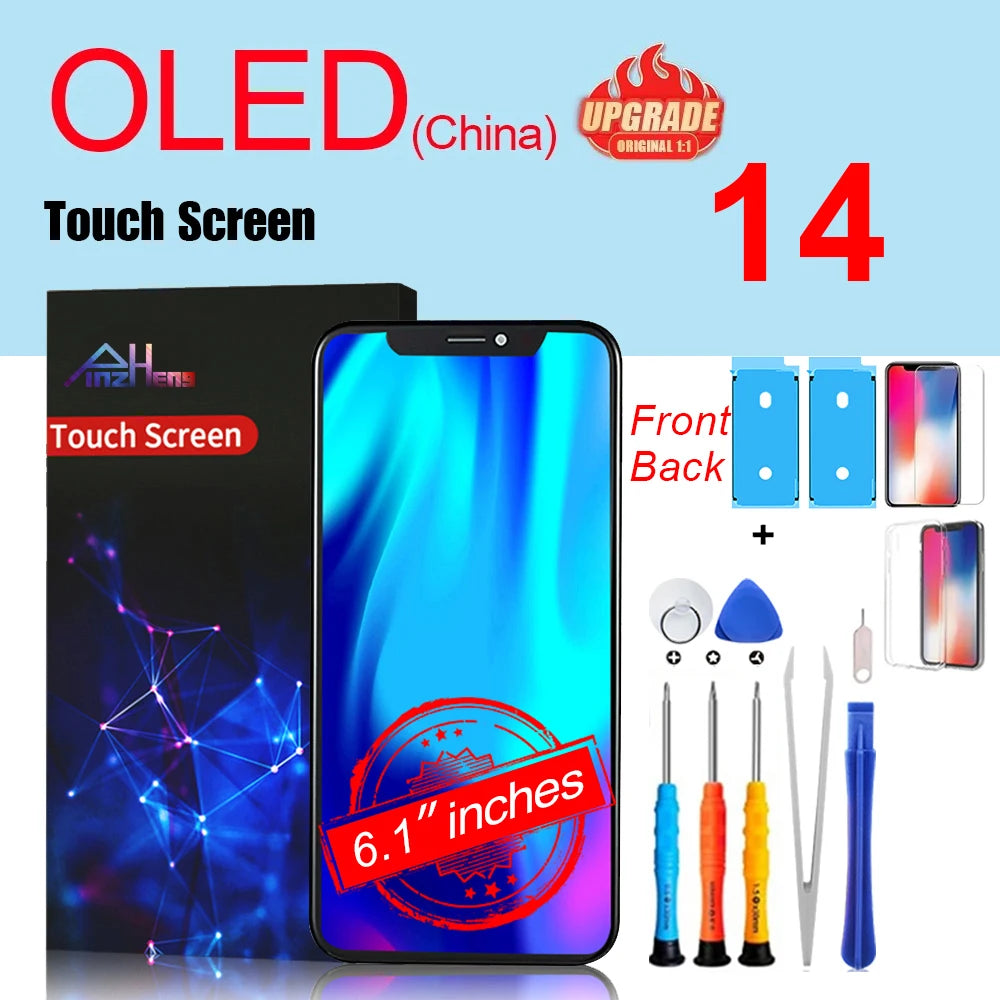 PINZHENG High Quality Screen INCELL LCD OLED For iPhone 14 Pro 15 Plus 13 Pro Max Displays For iPhone Replacement With Tools
