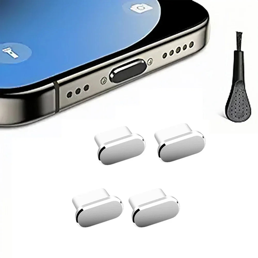 4Pcs USB C Dust Plug With Cleaning Brush Anti Dust USB-C Plug Cover Charging Port Cover Caps For Samsung Xiaomi All Type C Phone