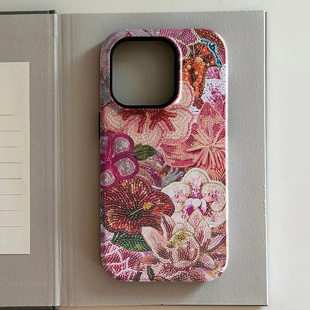 luxury Ins Brown Red Polka Dots Phone Case for iPhone 17 16 15 14 13 12 11 X XS XR XSMAX 7 8 Air Pro Max Plus Double-layer Cover