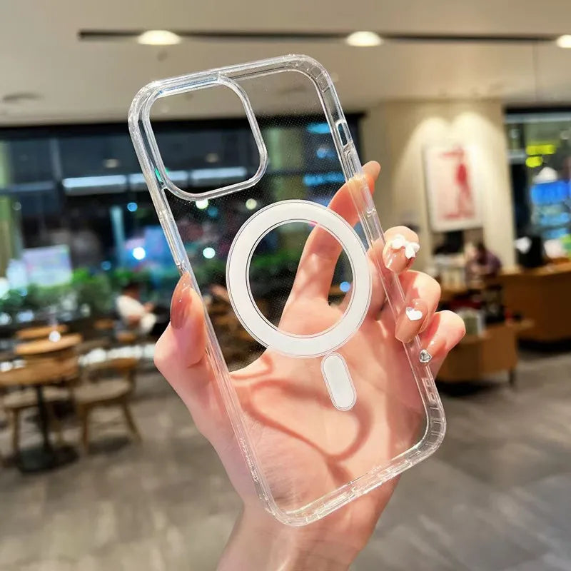 Transparent Magnetic Phone Case For iPhone 17 Pro Max 16 13 11 15 14 12 17 Air 17Promax 16E 17E Silicone Shockproof Fundas Cover