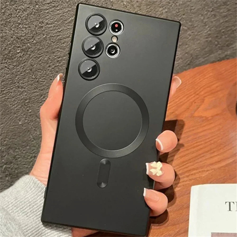Luxury Matte Magnetic phone Case for Samsung galaxy S25 S24 S23 S22 Ultra S21 Plus A17 A07 A56 A36 A26 A16 Magsafe Phone Cover