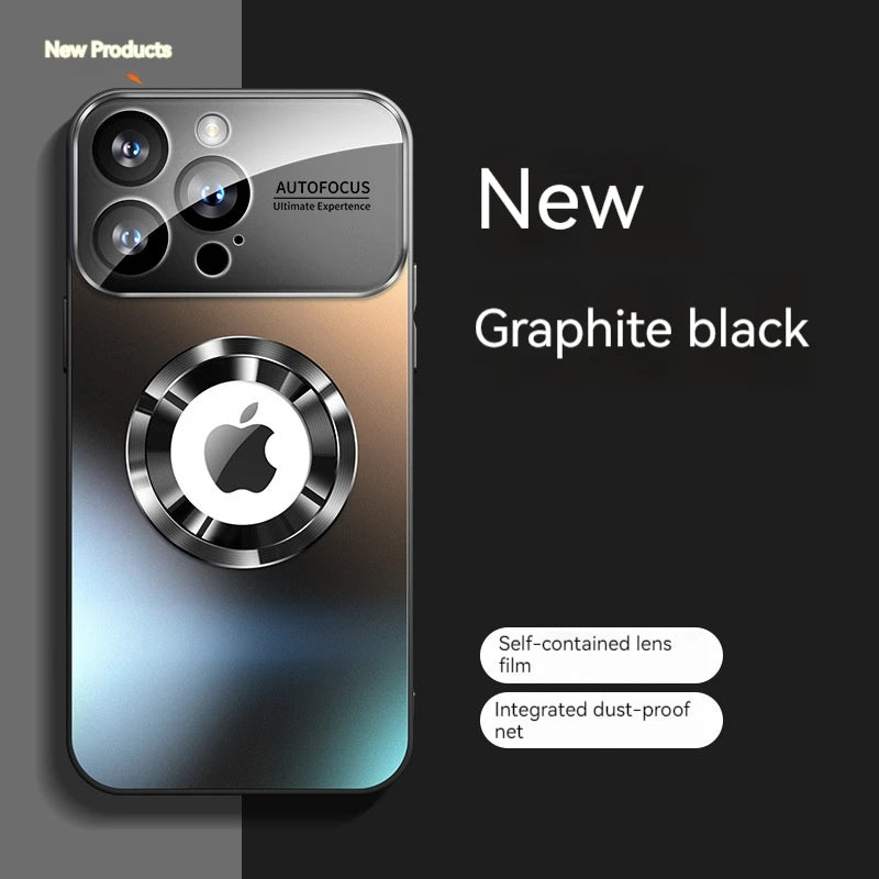 Luxury Glass Camera For Magesafe Magnetic Wireless Charge Case For iPhone 11 12 13 14 15 16 17 Pro Max Air Plus Shockproof Cover