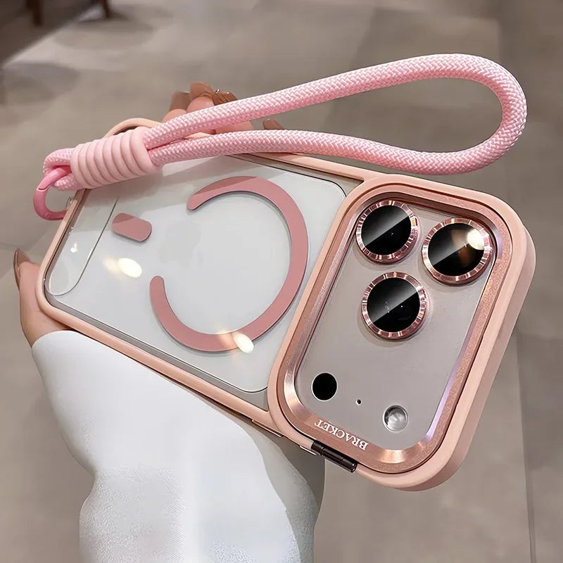 Camera Bracket Magsafe Phone Case for IPhone 17 Pro Max Air Wrist Strap Lens Film Cover for IPhone 16 15 14 Plus 11 12 13 Pro