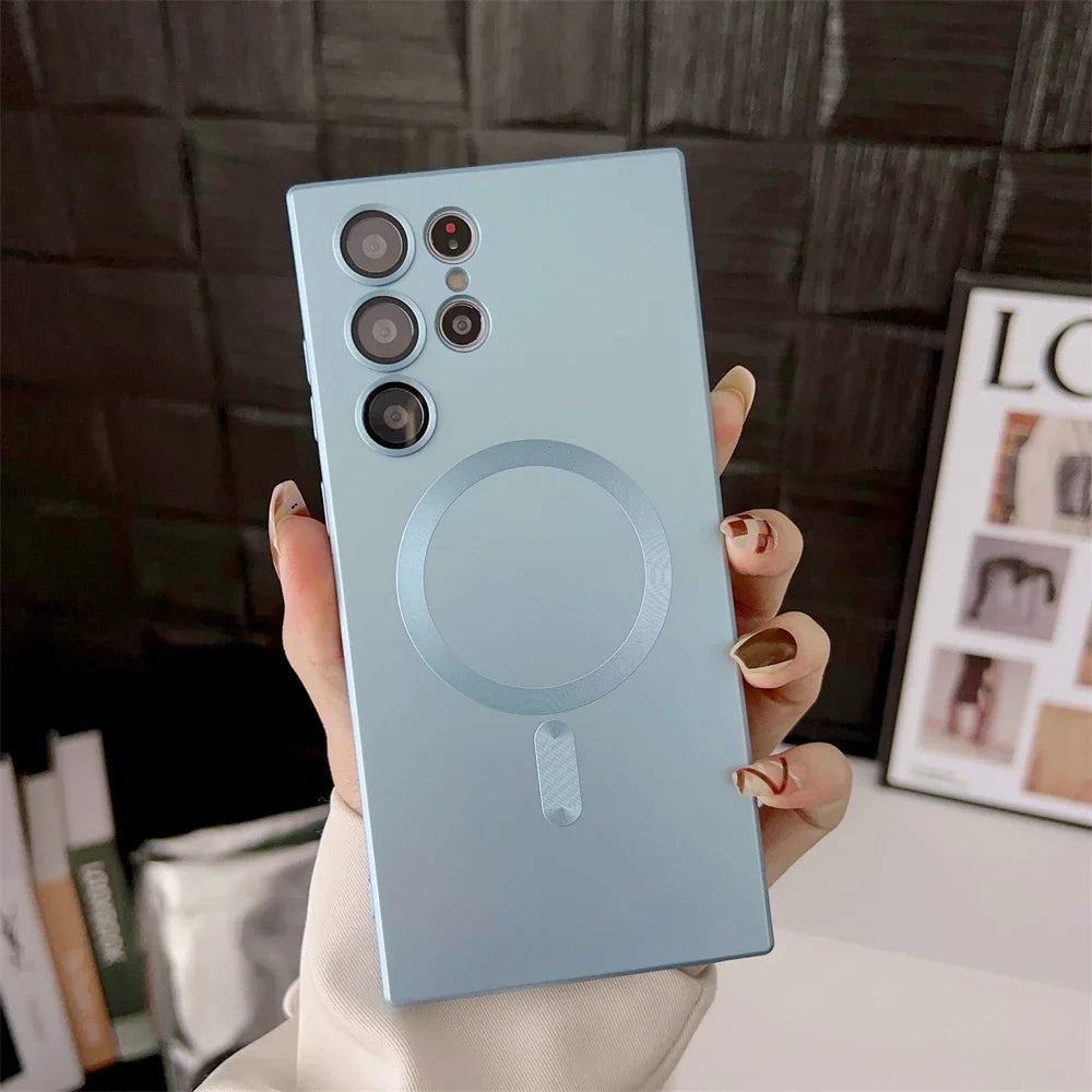 Luxury Matte Magnetic phone Case for Samsung galaxy S25 S24 S23 S22 Ultra S21 Plus A17 A07 A56 A36 A26 A16 Magsafe Phone Cover