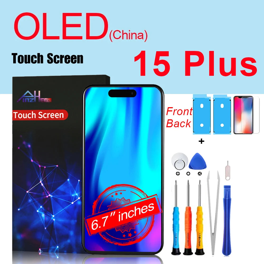 PINZHENG High Quality Screen INCELL LCD OLED For iPhone 14 Pro 15 Plus 13 Pro Max Displays For iPhone Replacement With Tools