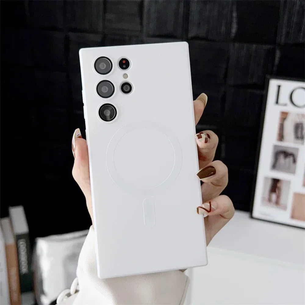 Luxury Matte Magnetic phone Case for Samsung galaxy S25 S24 S23 S22 Ultra S21 Plus A17 A07 A56 A36 A26 A16 Magsafe Phone Cover