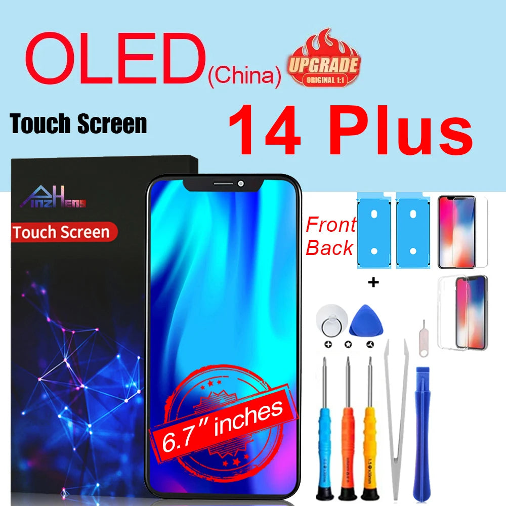 PINZHENG High Quality Screen INCELL LCD OLED For iPhone 14 Pro 15 Plus 13 Pro Max Displays For iPhone Replacement With Tools