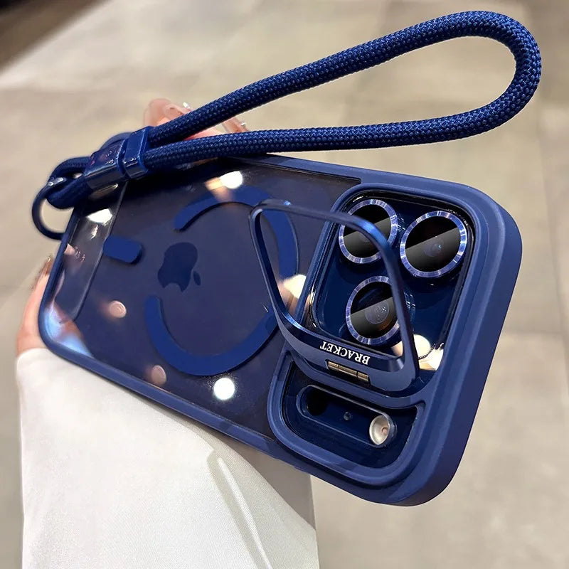 Camera Bracket Magsafe Phone Case for IPhone 17 Pro Max Air Wrist Strap Lens Film Cover for IPhone 16 15 14 Plus 11 12 13 Pro