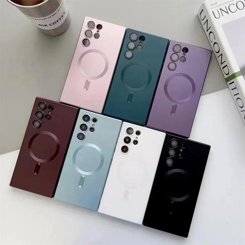 Luxury Matte Magnetic phone Case for Samsung galaxy S25 S24 S23 S22 Ultra S21 Plus A17 A07 A56 A36 A26 A16 Magsafe Phone Cover