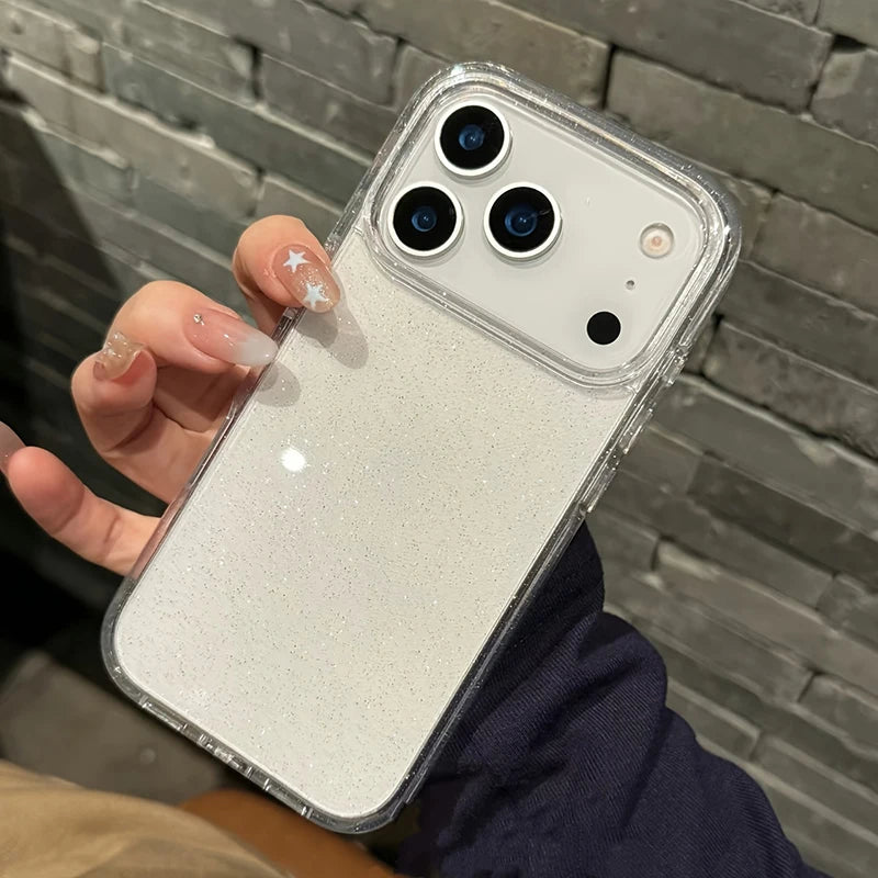 Luxury Fashion Bling Glitter Transparent Phone Case For iPhone 17 Pro Max 16 15 14 13 12 11 XS X XR 7 8 16 Plus 16E 17 Air Cover