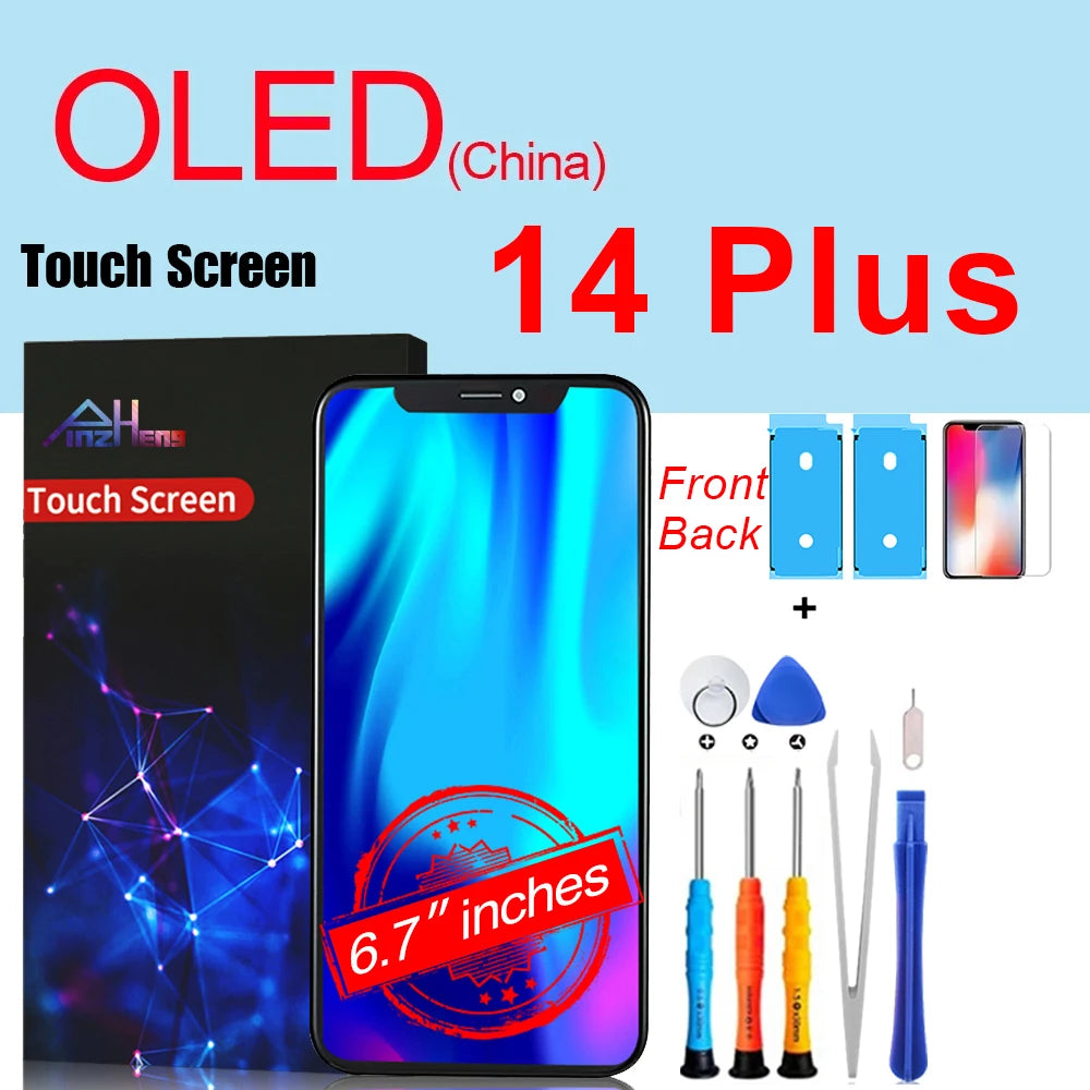 PINZHENG High Quality Screen INCELL LCD OLED For iPhone 14 Pro 15 Plus 13 Pro Max Displays For iPhone Replacement With Tools