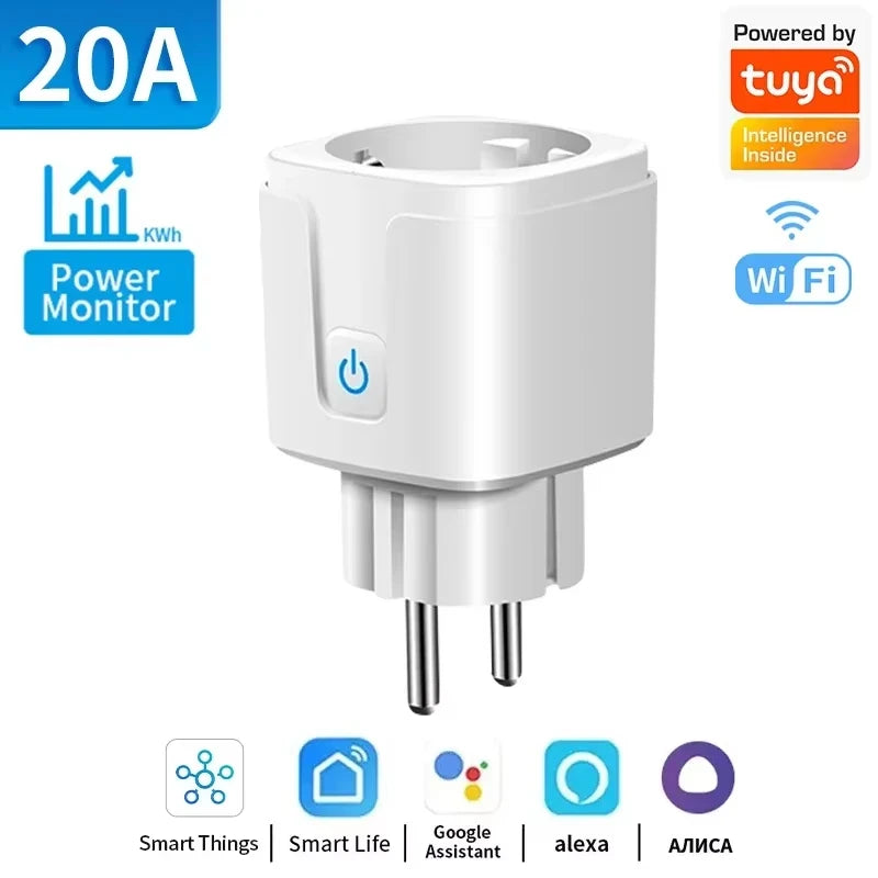 TNCE TUYA EU Plug wifi or zigbee3.0 Smart Socket 16/20A Power Monitor Timing Function Voice Control Works With Alexa Google Home