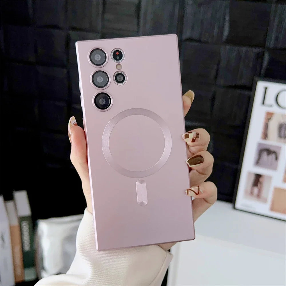 Luxury Matte Magnetic phone Case for Samsung galaxy S25 S24 S23 S22 Ultra S21 Plus A17 A07 A56 A36 A26 A16 Magsafe Phone Cover