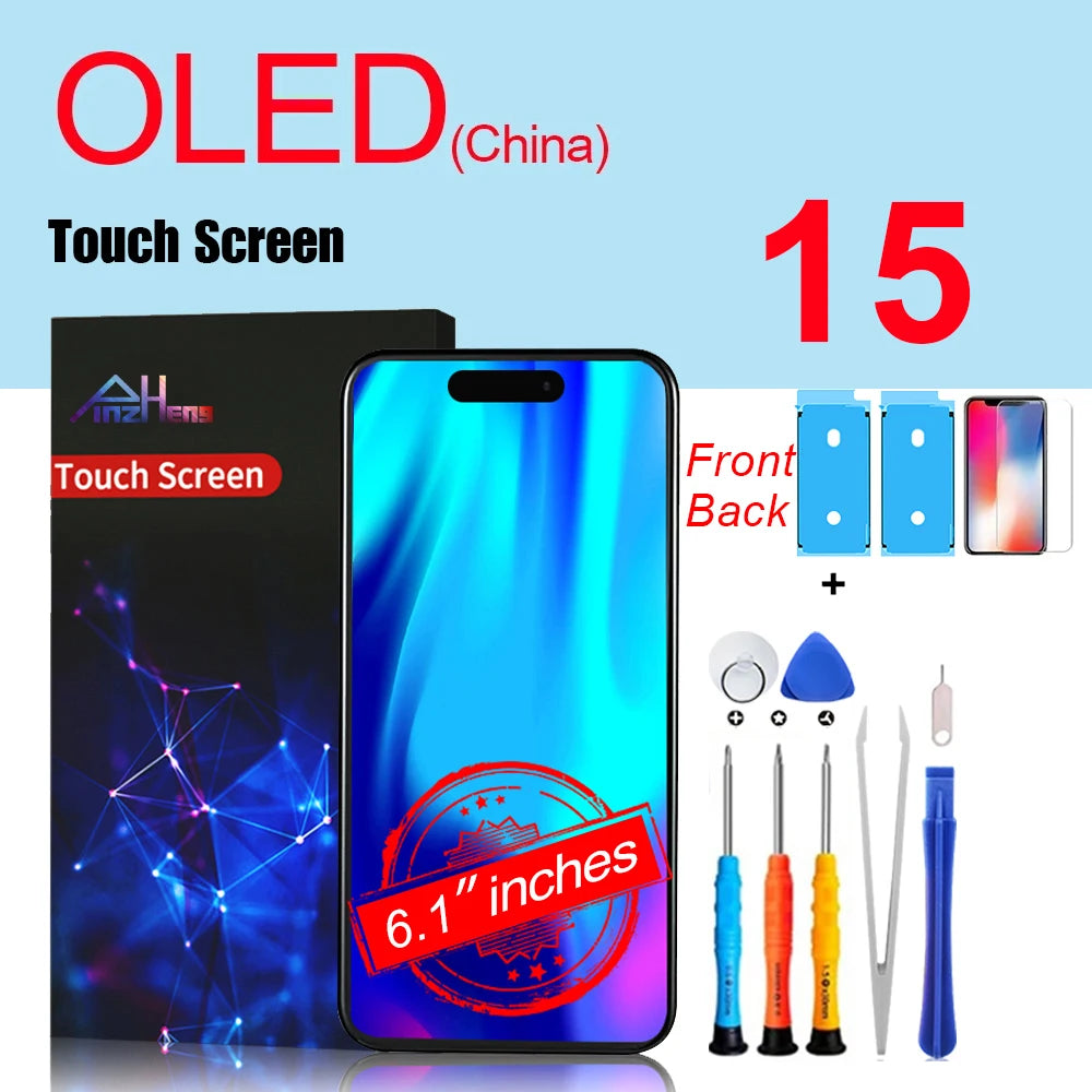 PINZHENG High Quality Screen INCELL LCD OLED For iPhone 14 Pro 15 Plus 13 Pro Max Displays For iPhone Replacement With Tools