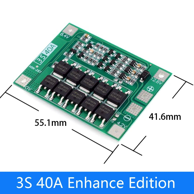 2S 3S 4S Li-ion Lithium Battery 18650 Charger Protection Board BMS 20A 25A 40A 60A Enhance Balance with Balance For Drill Motor