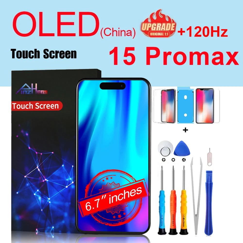 PINZHENG High Quality Screen INCELL LCD OLED For iPhone 14 Pro 15 Plus 13 Pro Max Displays For iPhone Replacement With Tools