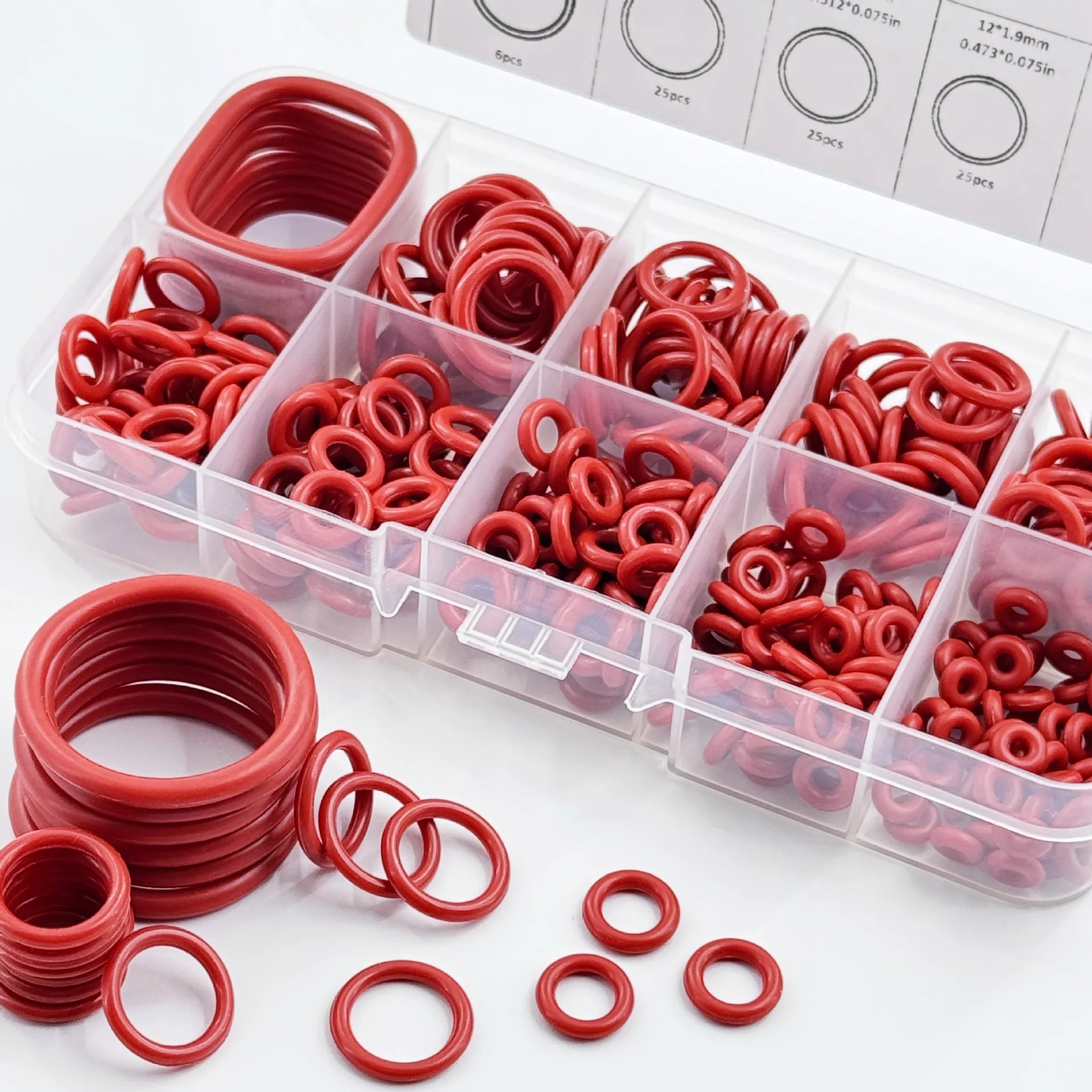 351pcs silicone O-ring set, 10 sizes, oil and heat resistant, suitable for cars and pipelines