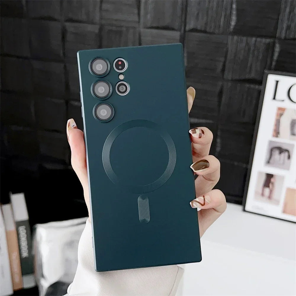 Luxury Matte Magnetic phone Case for Samsung galaxy S25 S24 S23 S22 Ultra S21 Plus A17 A07 A56 A36 A26 A16 Magsafe Phone Cover