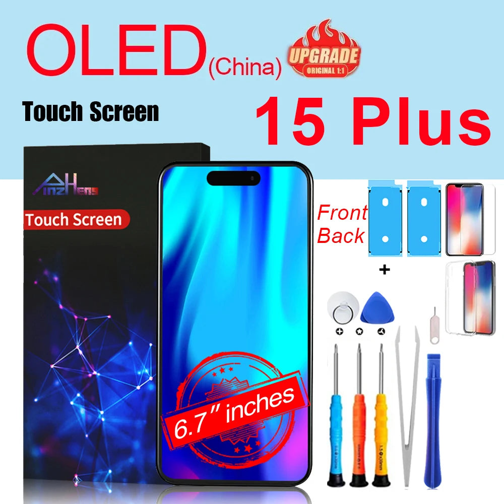 PINZHENG High Quality Screen INCELL LCD OLED For iPhone 14 Pro 15 Plus 13 Pro Max Displays For iPhone Replacement With Tools