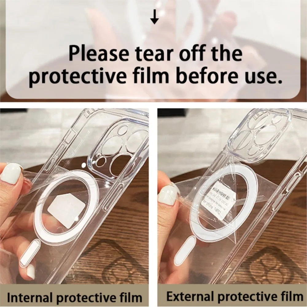 Transparent Magnetic Phone Case For iPhone 17 Pro Max 16 13 11 15 14 12 17 Air 17Promax 16E 17E Silicone Shockproof Fundas Cover