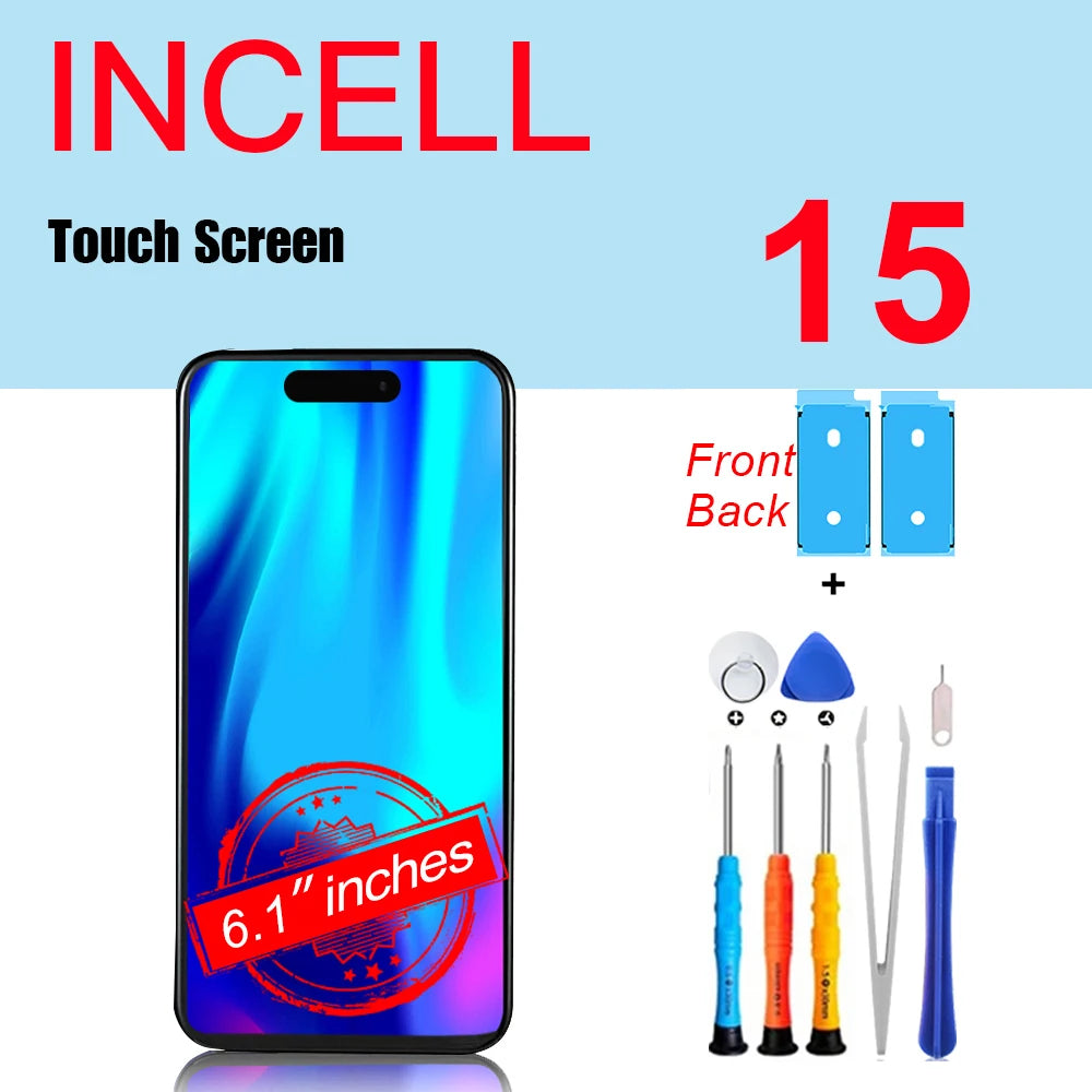 PINZHENG High Quality Screen INCELL LCD OLED For iPhone 14 Pro 15 Plus 13 Pro Max Displays For iPhone Replacement With Tools