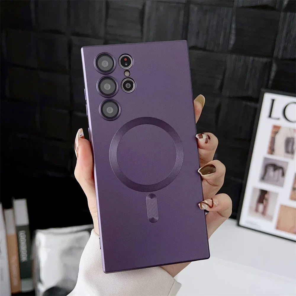 Luxury Matte Magnetic phone Case for Samsung galaxy S25 S24 S23 S22 Ultra S21 Plus A17 A07 A56 A36 A26 A16 Magsafe Phone Cover