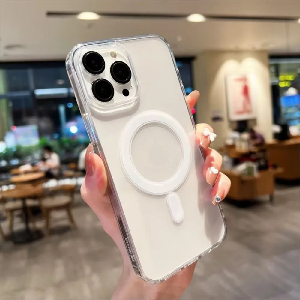 Transparent Magnetic Phone Case For iPhone 17 Pro Max 16 13 11 15 14 12 17 Air 17Promax 16E 17E Silicone Shockproof Fundas Cover