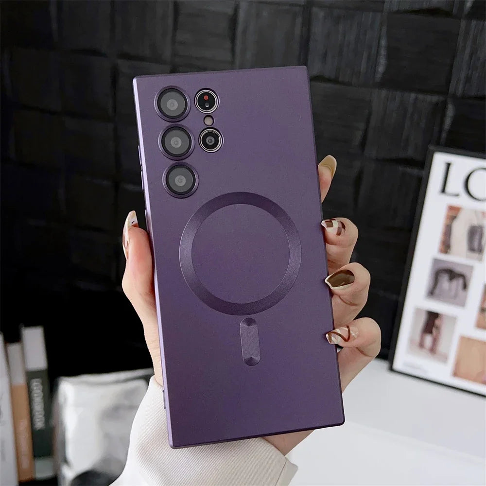 Luxury Matte Magnetic phone Case for Samsung galaxy S25 S24 S23 S22 Ultra S21 Plus A17 A07 A56 A36 A26 A16 Magsafe Phone Cover